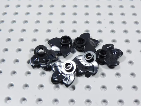 LEGO Lot of 6 Black Plant Plates w/ 3 Leaves Minifig BL