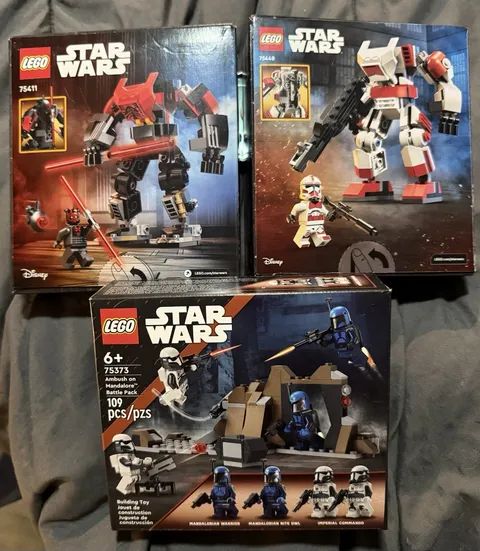 3 Lego Star Wars Lot Darth Mail Mech, Ambush On Mandalore, Clone Shock Trooper