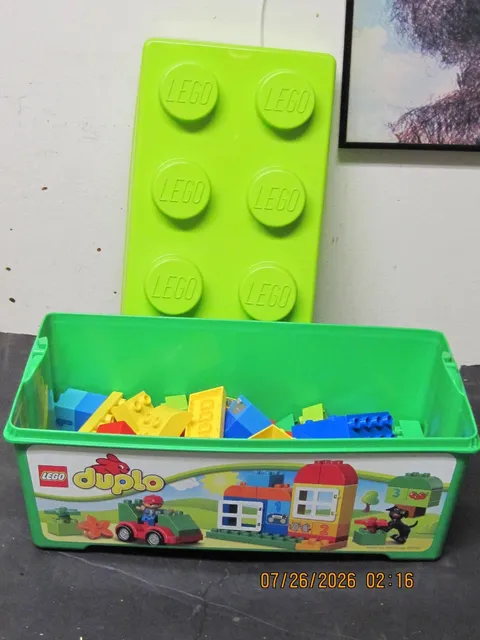 LEGO Duplo Lot of Assorted Lego  Green Carry Case (Comes with What You See)