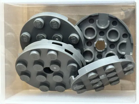 LEGO Parts - Dark Bluish Gray Plate, Round 4 x 4 with Hole - No 60474 - QTY 5