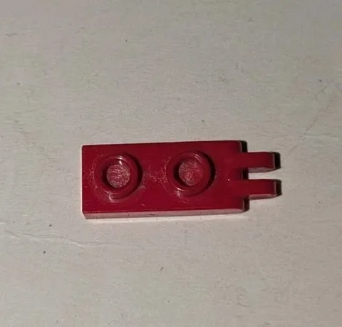 Lego RED 1x2 HINGE PLATE with 2 Fingers On End Piece Part # 4276 / 4276b
