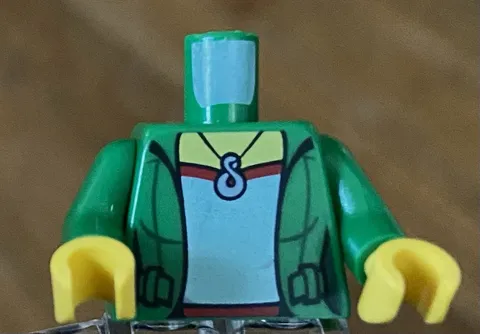 LEGO Female Minifig Torso, Green Jacketover White Shirt, Infinity Necklace