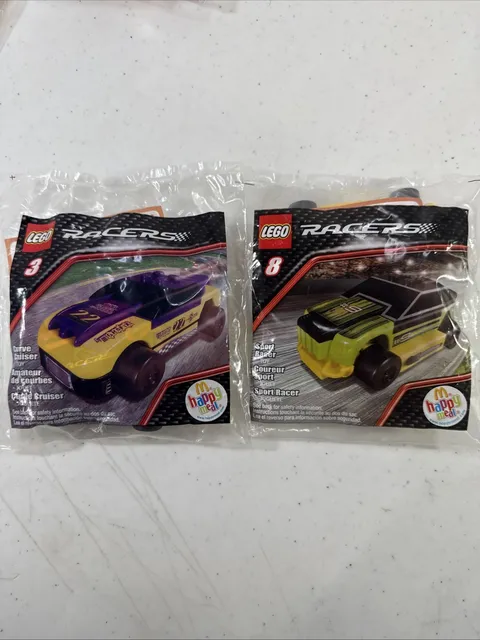 Lego Racers 3 & 8, Curve Cruiser & Sport Racer  McDonald's Happy Meal Sealed ‘09