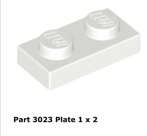 LEGO White 1x2 Plate (3023) - 100 New Pieces - Building Bricks