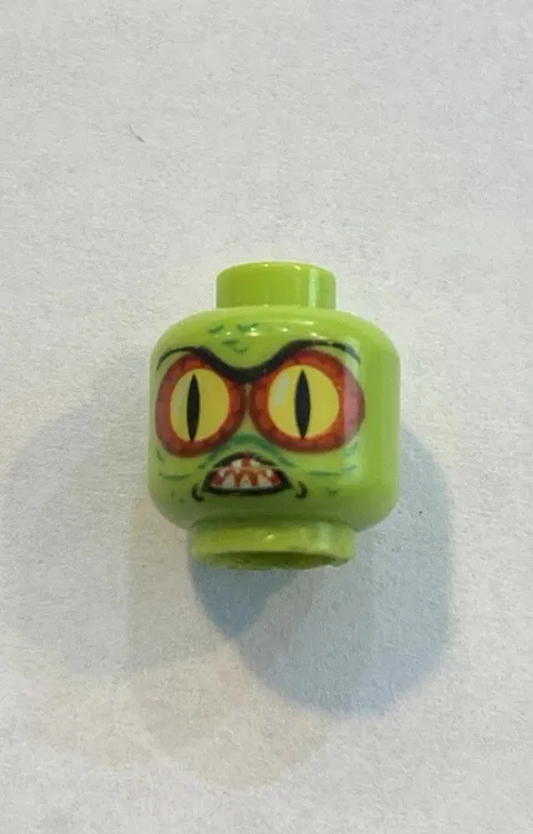 LEGO - Minifig, Head Alien with Swamp Creature w/ Red & Yellow Eyes - Lime Green