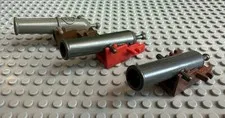 LOT OF 3 LEGO CANNONS & BASES.  WEAPON - 2 OF THEM ARE SHOOTING SPRING LOADED.