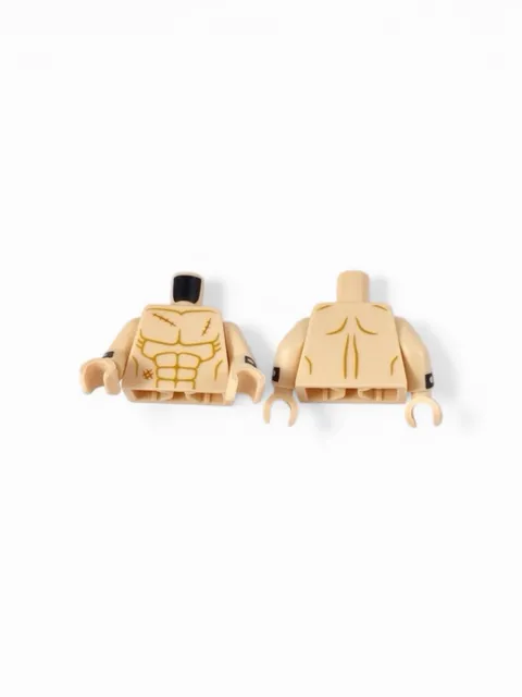LEGO Minifigure Torso Bare Chest Scars Muscles Black Cuffs