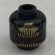 LEGO 3626cpb2069 Black Minifigure, Head Gold Comb Above & Below Partial Red Eye