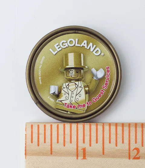 Lego LEGOLAND MR GOLD Pop Badge Rare HTF