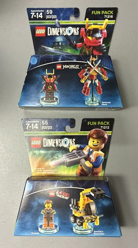 Lego Dimensions Lot 71216 - Nya Fun Pack 71212 Lego Movie Emmett New, Sealed