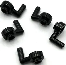 Lego 5 New Black Plates Round 1 x 1 Open Stud with Bar Arm Down Parts