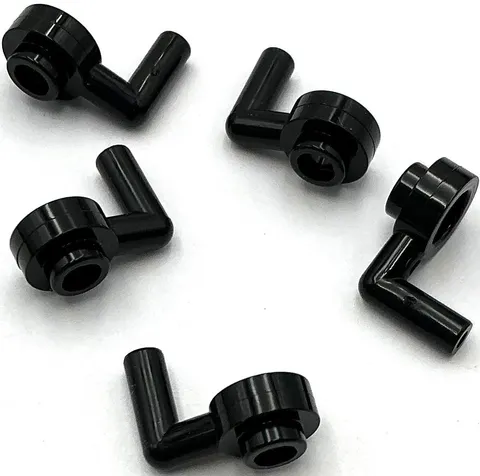 Lego 5 New Black Plates Round 1 x 1 Open Stud with Bar Arm Down Parts