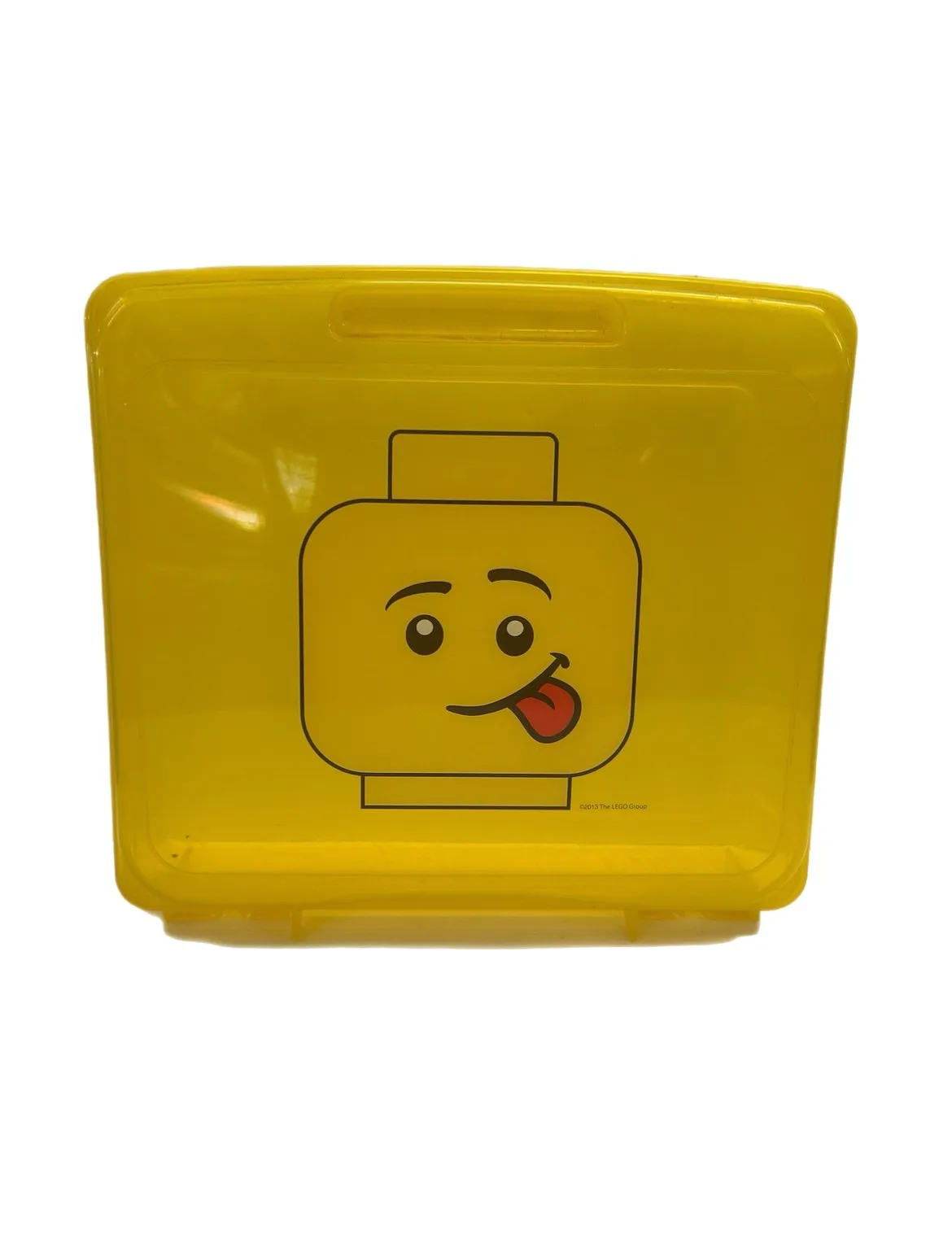 LEGO  Yellow Storage Case Bin with Minifigure Face Lid Organizer Toy Box