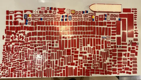 Huge Bulk Lot Of Red 70s 80s Vintage Lego Police Space Cars Ship She’ll