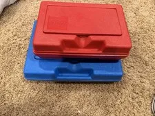 Vintage LEGO Hard Plastic Carrying Storage Cases Lot of 2 Blue & Red 1980s