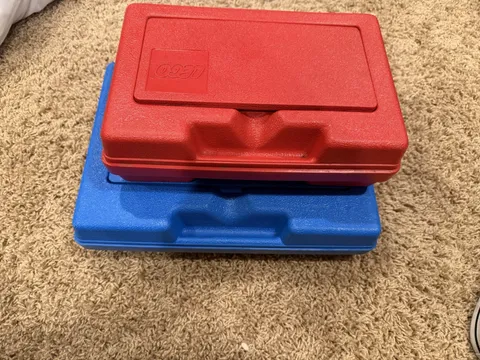 Vintage LEGO Hard Plastic Carrying Storage Cases Lot of 2 Blue & Red 1980s