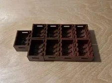 Lego Large Brown 2x4x2 Crate Storage Container Box Lot Of 9