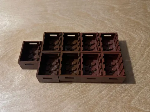 Lego Large Brown 2x4x2 Crate Storage Container Box Lot Of 9