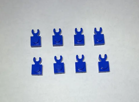 Lego Lot Of 8 Bright Blue 1x1 Plate With Holder Holders New City Horizontal Arm