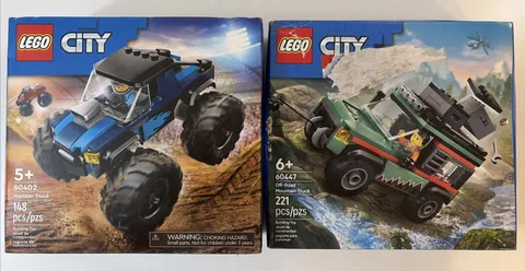 Set of 2 Lego Truck Sets 60447 Off Road Mountain 60402 Monster Truck READ