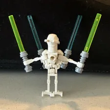 LEGO Star Wars General Grievous White Minifigure w/ 4 Blue/Green Lightsabers