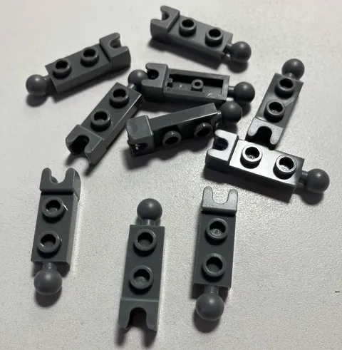 LEGO 20 New Pieces Dark Stone Grey 1x2 Plate Ball/Cup Friction (14419) Tow Bar