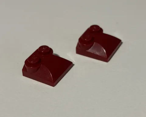 Lego (2) Dark Red Slope Curved 2 x 2 x 2/3 Two Studs Curved Slope Sides 47457