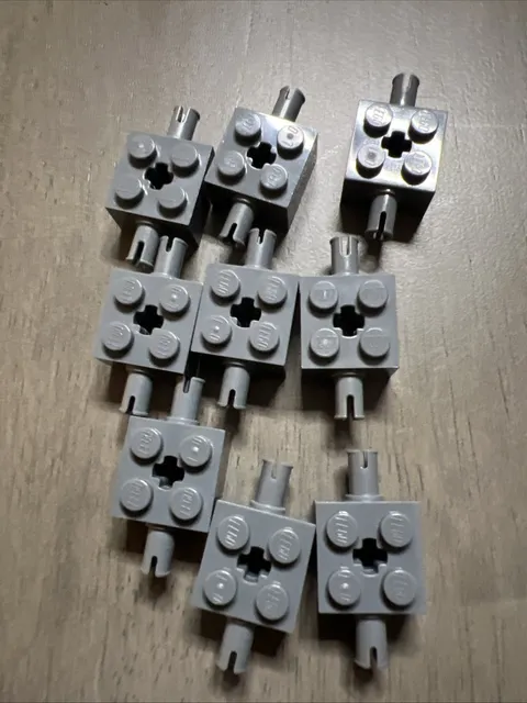 LEGO 30000 Dark Bluish Gray Brick, Modified 2 x 2 with Pins and Axle Hole x9