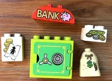Lego Duplo Bank Safe Vault Door Money Coins Gold