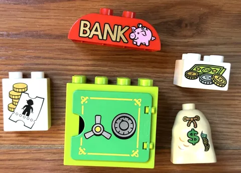 Lego Duplo Bank Safe Vault Door Money Coins Gold