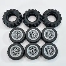 Lego 6x 43.2mm x 22mm ZR, 3x 56mm x 26mm Tires, 6x Wheels 56145 Grey