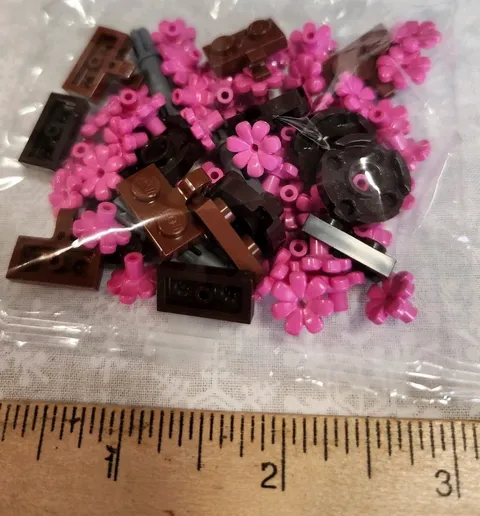 LEGO Bag Pink Flowers & Brown Pcs. From Set 10281 (Bonsai Tree) Sealed