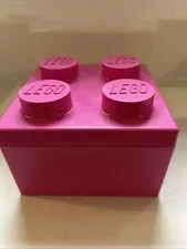 Lego Storage Case, Pink Brick Cube Stackable 4 Stud Box Container 5x5x3.5”