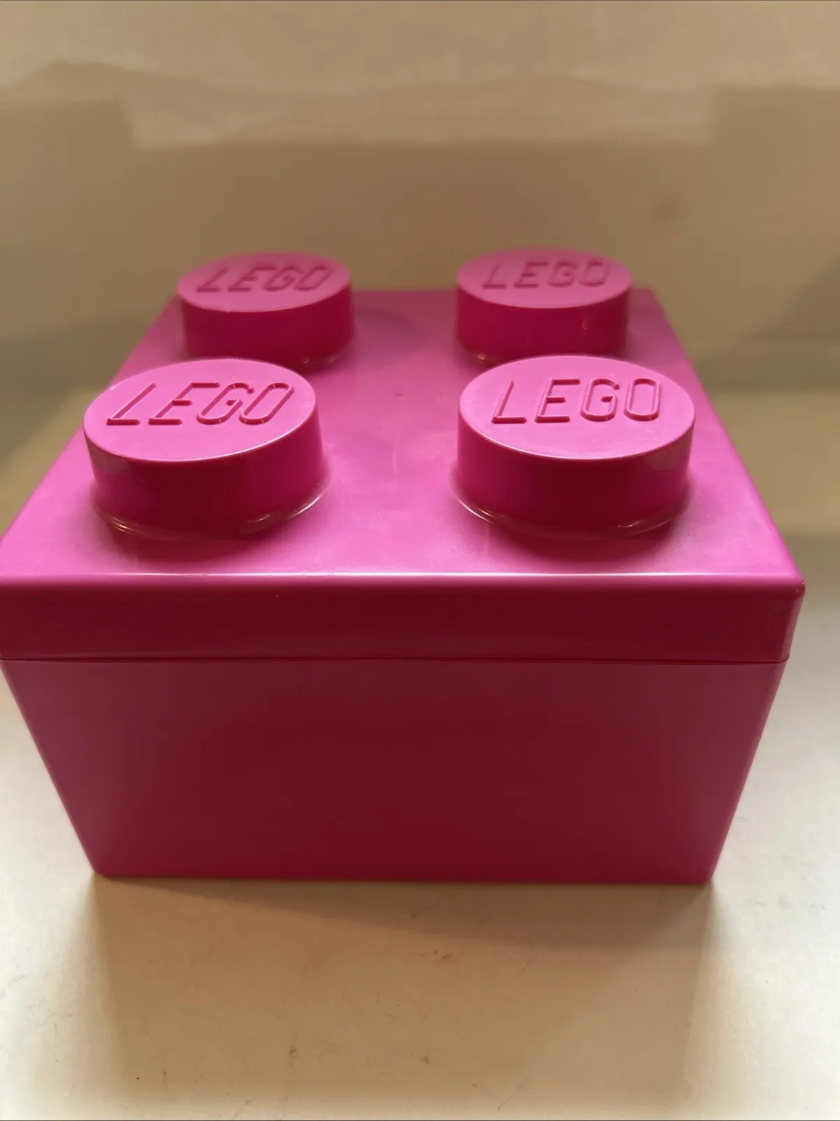 Lego Storage Case, Pink Brick Cube Stackable 4 Stud Box Container 5x5x3.5”