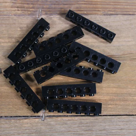 LEGO 3894 Black Technic Brick 1 x 6 with Holes Qty 10