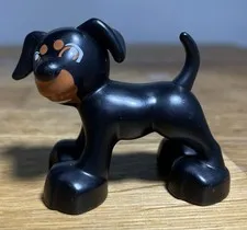 Lego Duplo Black Puppy Dog Pet W/ Brown Accents For Farm Farmer House