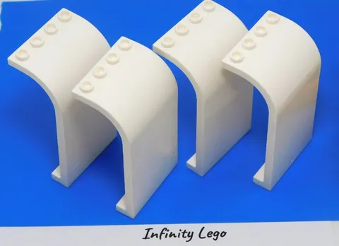 4 LEGO White Curved Top Panels 3x4x6 Horse Trailer (7635 2571 35251)  - 4 Pieces