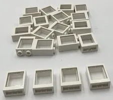 Lego 20 New White Windows 1 x 2 x 2 Flat Front Glass Town House City Parts