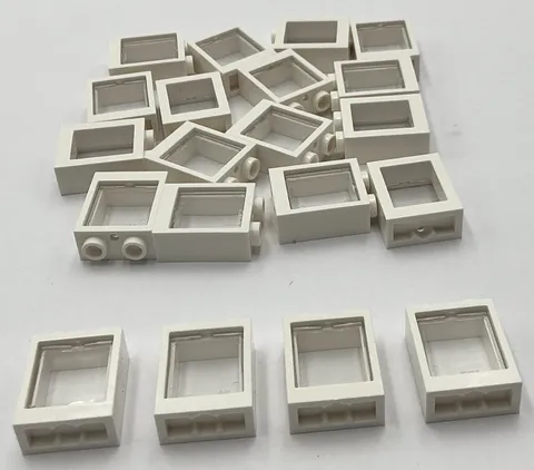 Lego 20 New White Windows 1 x 2 x 2 Flat Front Glass Town House City Parts