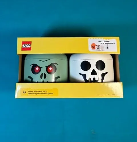 LEGO Halloween Edition  Storage Head Small 2 Piece Set Zombie and Skeleton