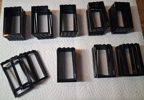 A Lego Lot 36 Black Window Frame No Pane 60596 1 x 4 x 6 31153