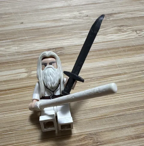LEGO Lord of the Rings Gandolf The White Minifigure with Staff & Sword No Cape