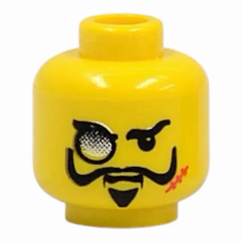 LEGO Minifigure, Head Black Eyebrows, Moustache with Upturned Ends