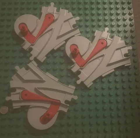 Lego Duplo - Lot Of (3) Grey Gray Train Track Switch Pieces *