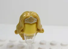 LEGO Female Girl Gold Hair Wavy Minifig Crown Tiara I12