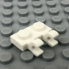 LEGO 60470b White Plate, Modified 1 x 2 W/ 2 Open O Clips (Horizontal Grip) (x1)