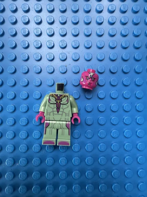 LEGO Minifig SH0303 Vision Sand Green with Yellow Spot On Forehead Missing Cape