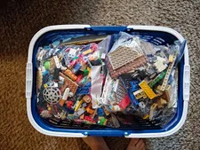 Basket of Lego Lot Assorted Bricks & Pieces Mixed Colors Multicolor