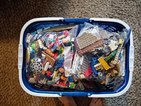 Basket of Lego Lot Assorted Bricks & Pieces Mixed Colors Multicolor