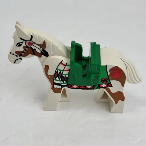 Vintage LEGO Western Indian Horse Figure White with Brown Patches & War Paint